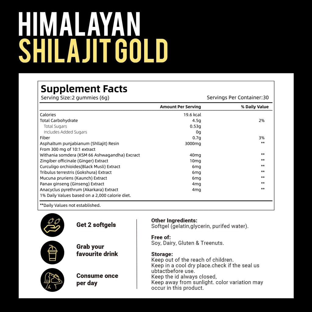 Shilajit Orginal Gummies, Shilajit micronutrient supplement, Himalayan premium ingredient Shilajit - Ashwagandha, Gokshura, Fulvic Acid & 85+ Trace Minerals