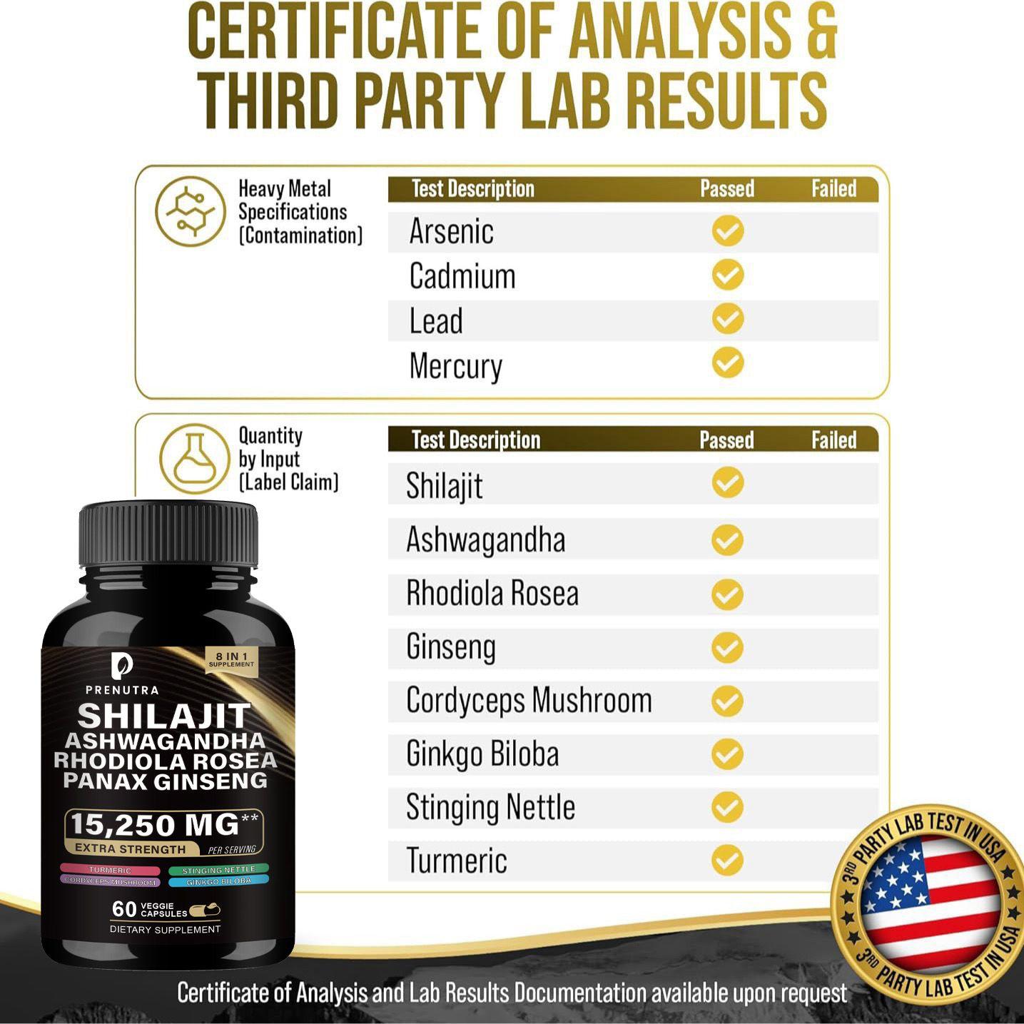 Shilajit Ashwagandha Rhodiola Rosea Panax Ginseng – 8-in-1 Complex