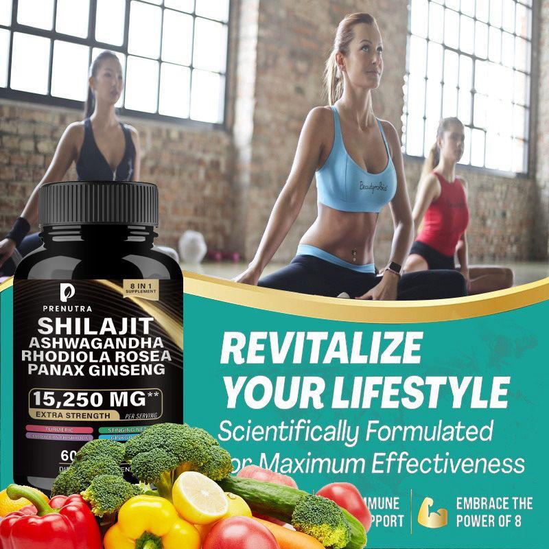 Shilajit Ashwagandha Rhodiola Rosea Panax Ginseng – 8-in-1 Complex