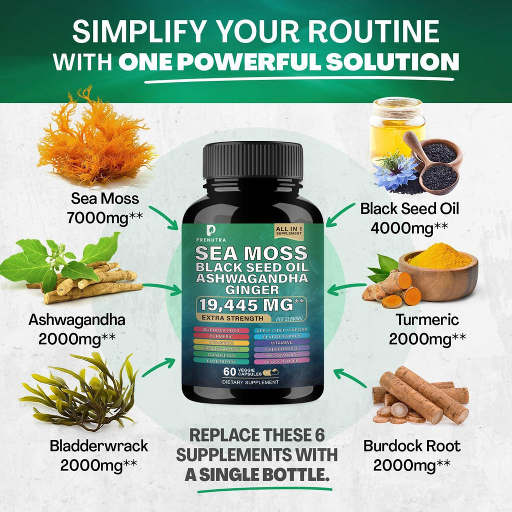 Sea Moss Black Seed Oil Ashwagandha Ginger