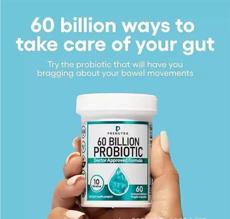 probiotic support 60 Billion CFU - 10 Strains + Organic Prebiotics - Immune, Digestive & Gut Health - Supports Occasional Constipation, Diarrhea, Gas & Bloating Edible