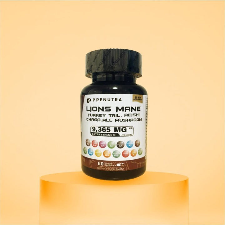 Lions Mane, Turkey Tail, Reishi, Cordyceps, Chaga, Ashwagandha, Ginger, Rhodiola Rosea & Panax Ginseng,All in One Supplement. Healthcare Natural Dietary Fitness