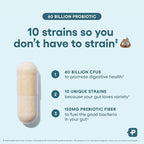 probiotic support 60 Billion CFU - 10 Strains + Organic Prebiotics - Immune, Digestive & Gut Health - Supports Occasional Constipation, Diarrhea, Gas & Bloating Edible