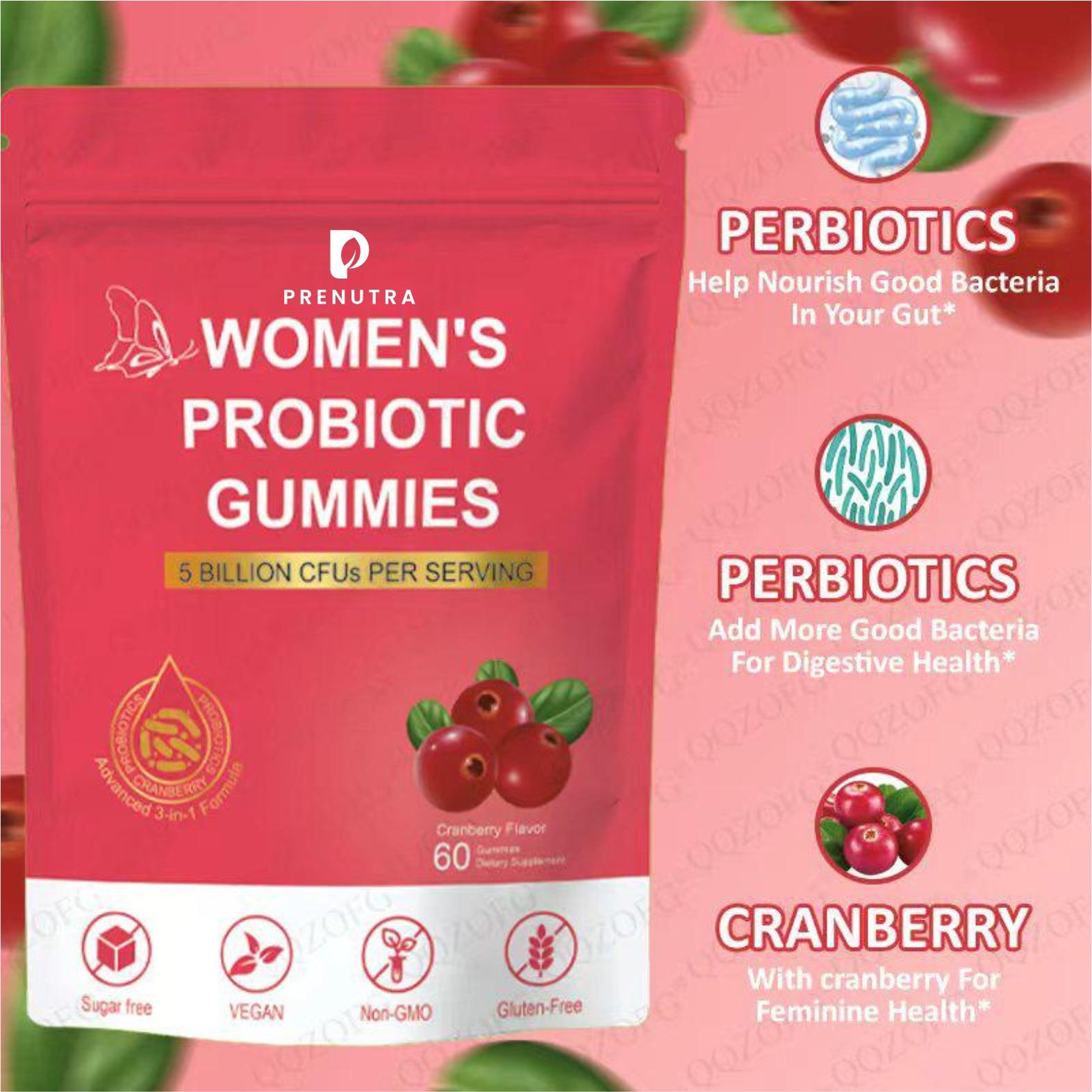 Prenutria Women's Probiotic Gummies with cranberry flavor 